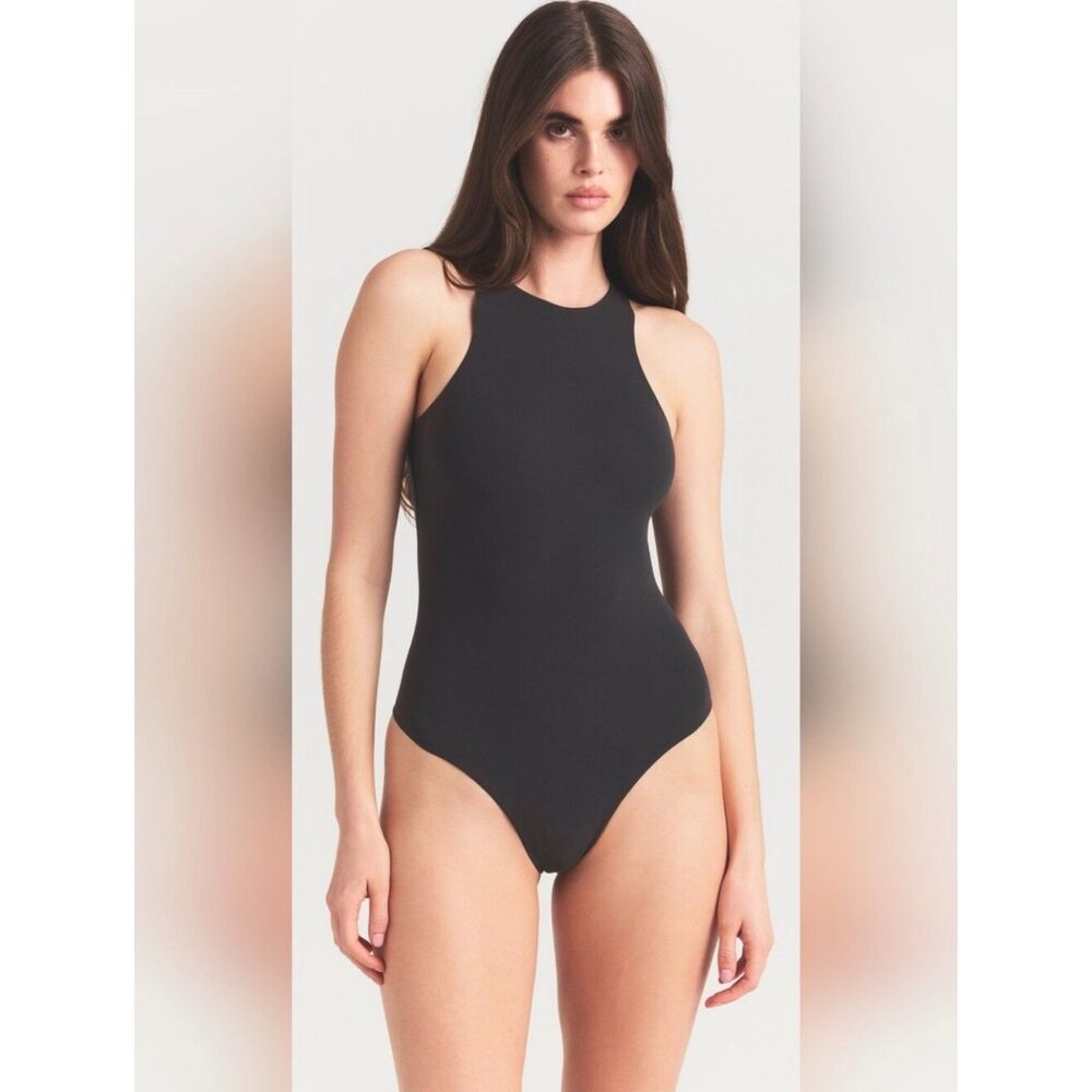 Skims Fits Everybody High Neck Bodysuit Size Small Black Flattering